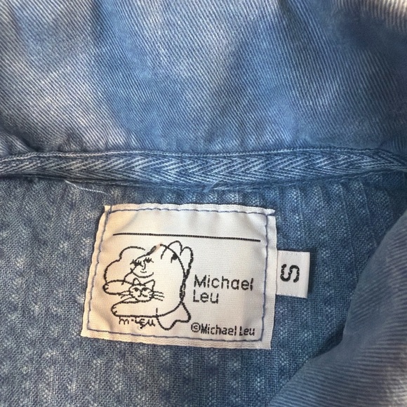 Blue Corduroy Button-Up Shirt 0227 - Picture 3 of 3